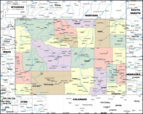 WYOMING MAP COUNTY COLOR download to your computer